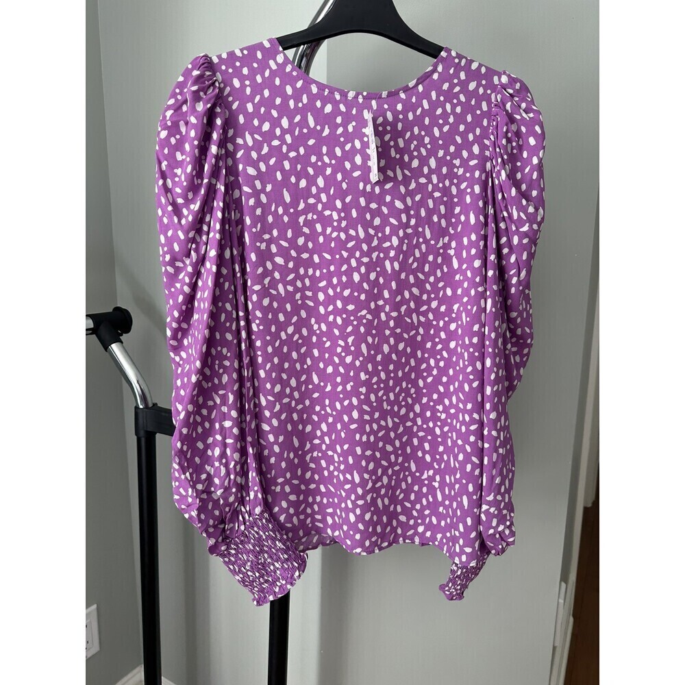 River Island Women's Printed Puff Sleeve Top Purple Size 12UK 8US NWT